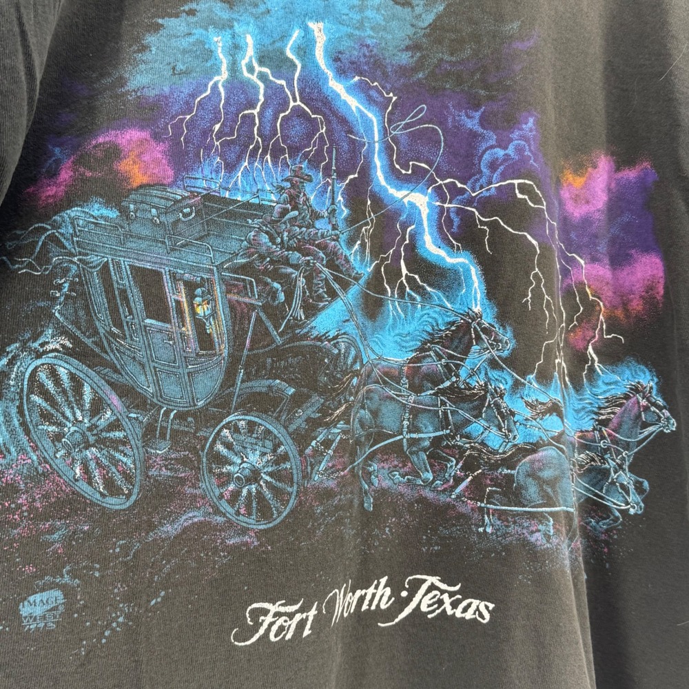 Vintage 1993 Fort Worth Texas Lightning Stagecoach T-Shirt XL Fruit of the Loom - Picture 2 of 10